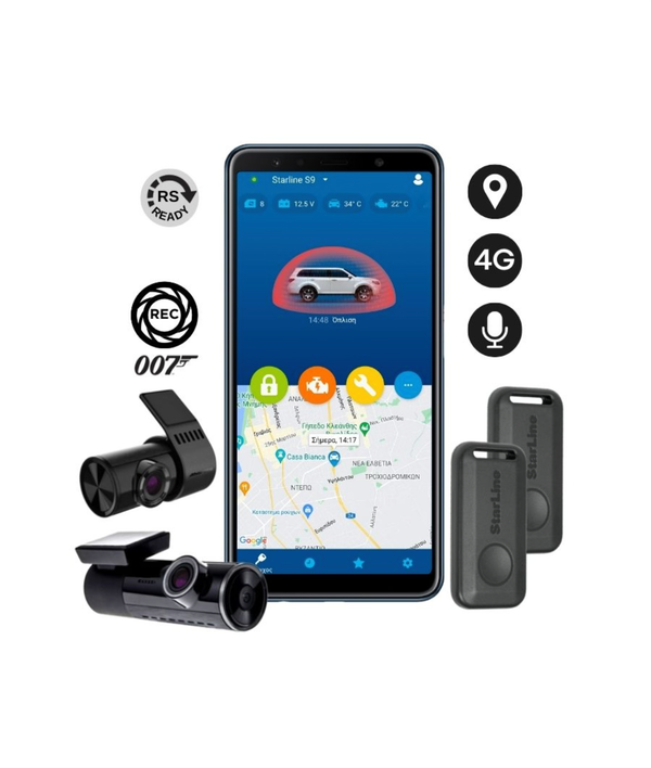 מערכת מיגון ואיתור StarLine S9 V3 – הדור החדש | כולל מצלמות דרך (קדמית + אחורית)