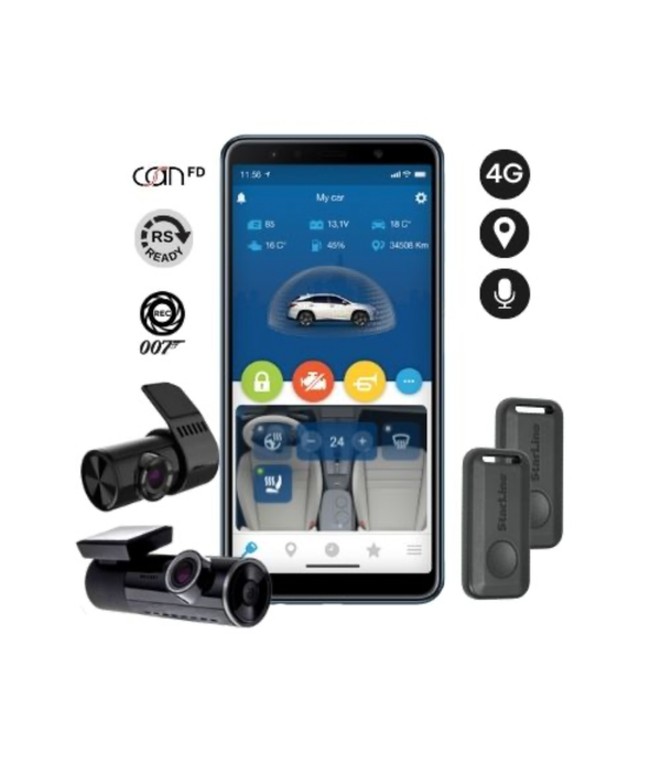 סטארליין אזעקה לרכב דגםS9V3          מצלמות (קדמית ואחורית) GPS￼