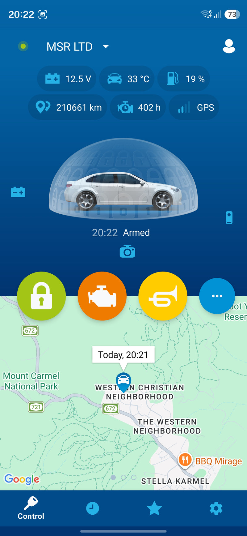 הרכב נעול ודרוך באפליקציית StarLine 2