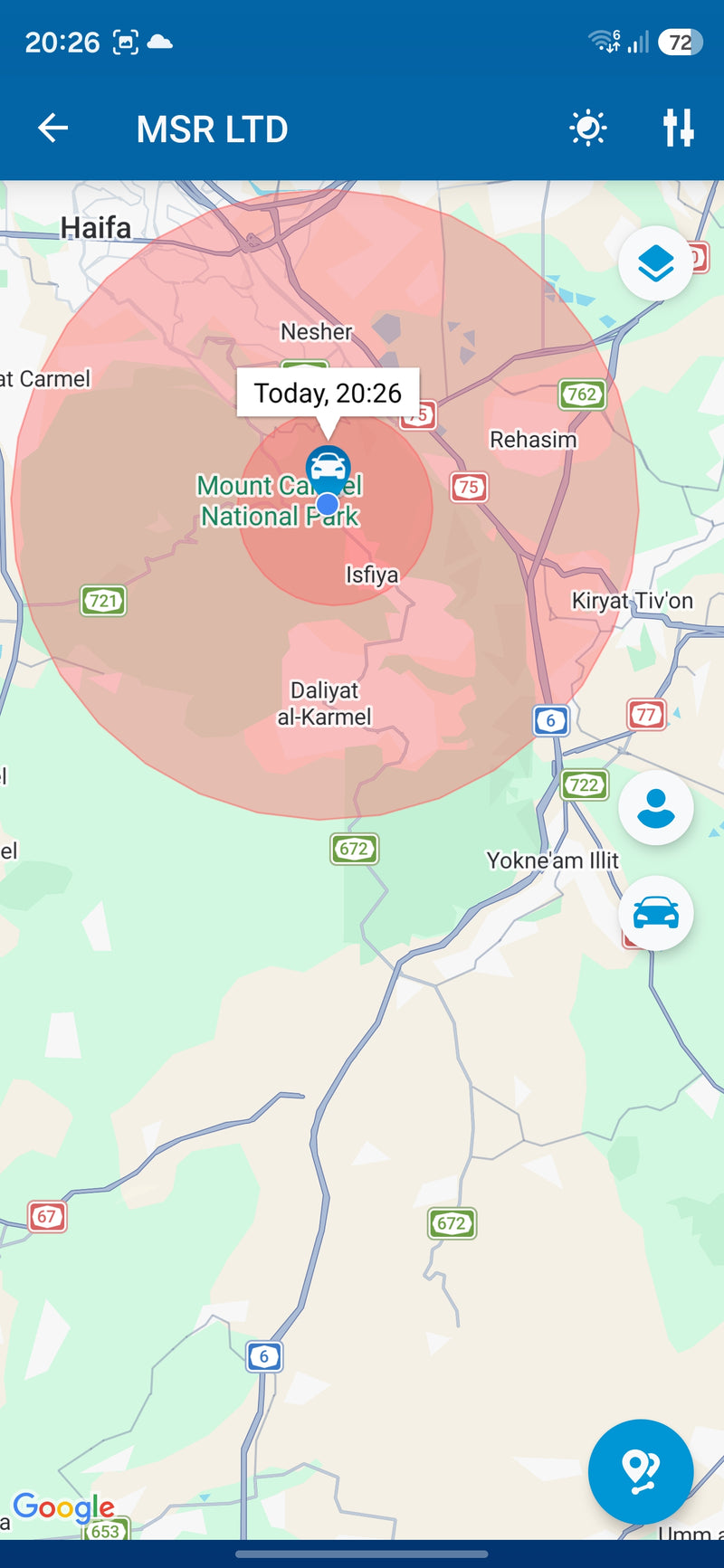 גדר וירטואלית סביב הרכב